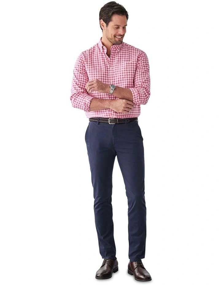 Easy Care Oxford Gingham Long Sleeve Shirt in Fuschia image 5