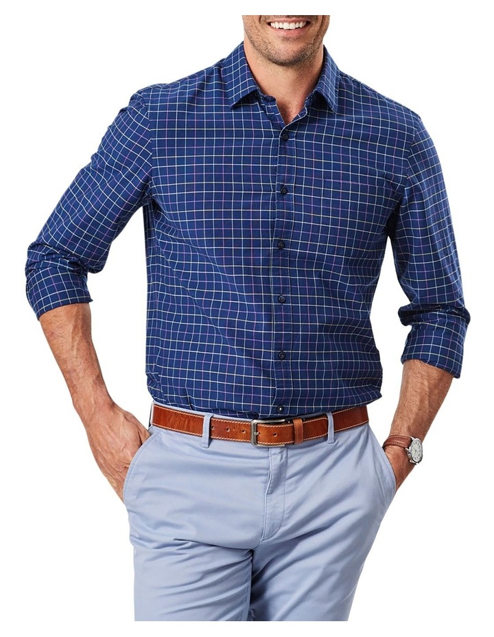 Oxford Check Long Sleeve Shirt in Navy