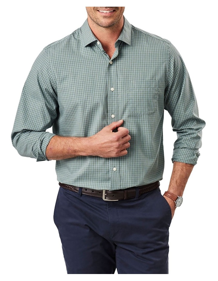 Easy Care Melange Check Long Sleeve Shirt in Forest