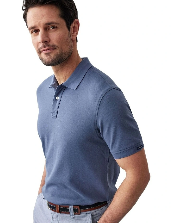Classic Pique Polo in Denim image 3