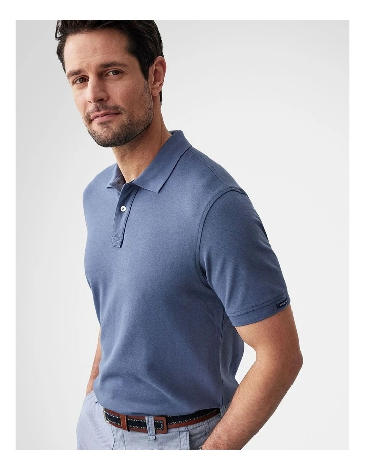 Classic Pique Polo in Denim image 3