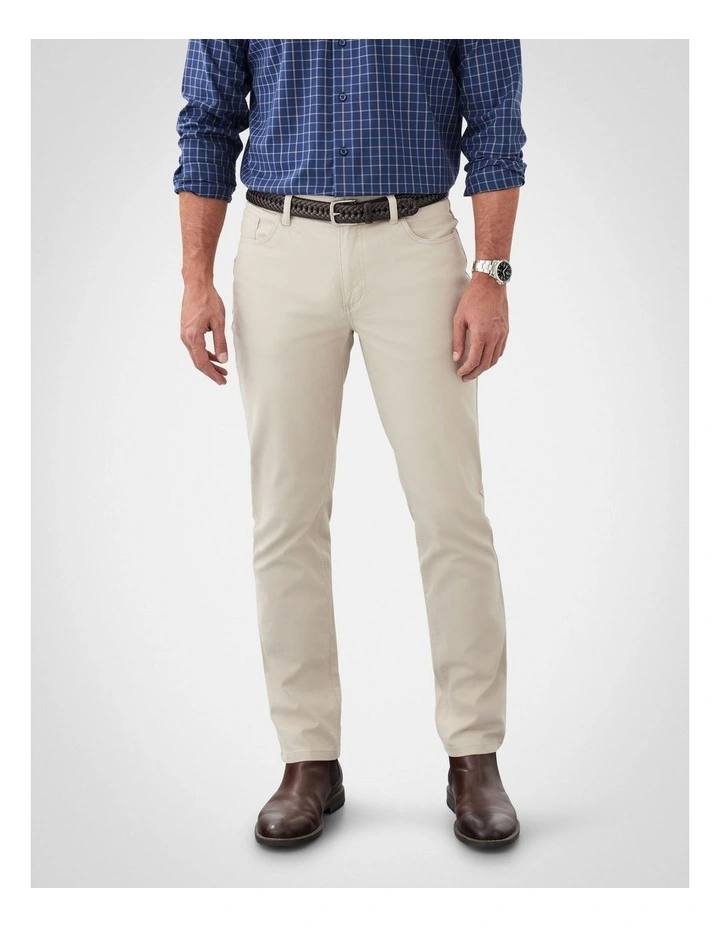 Stretch Bedford Cord Trouser in Beige image 1