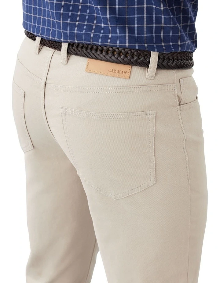 Stretch Bedford Cord Trouser in Beige image 3