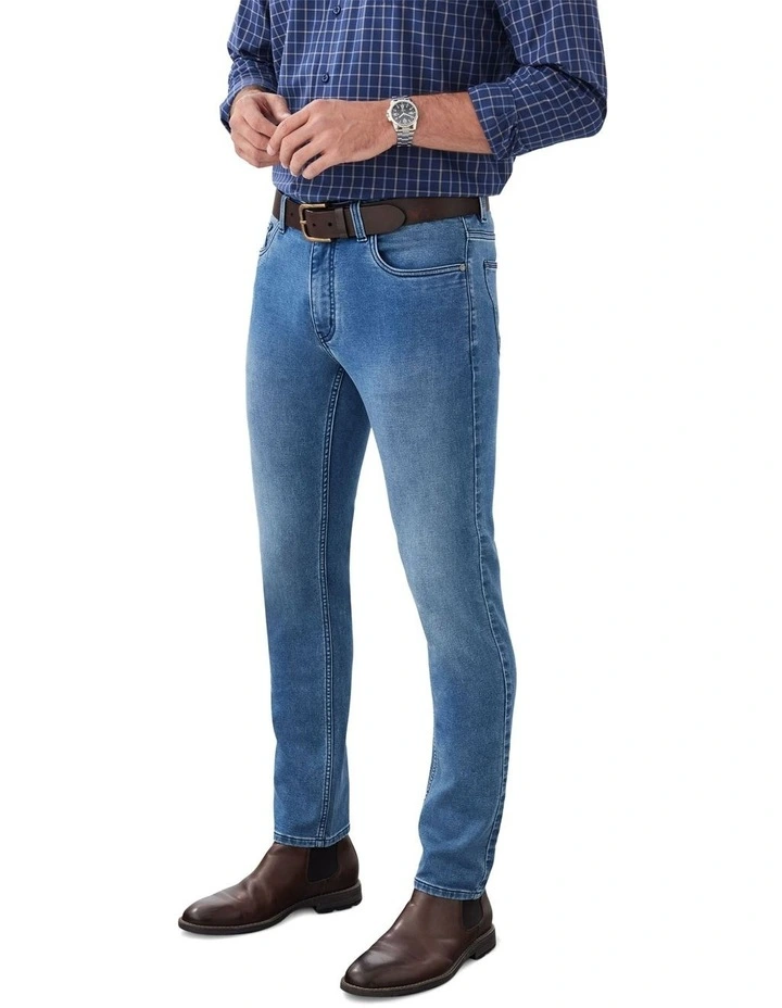 Knit Denim Modern Fit Jean in Washed Indigo image 4