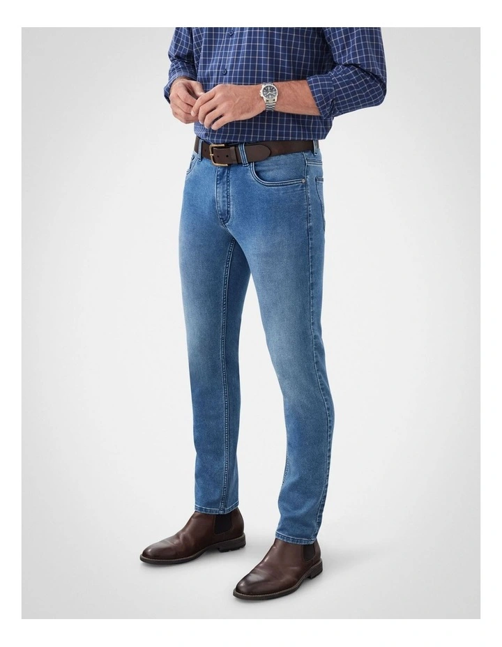 Knit Denim Modern Fit Jean in Washed Indigo image 4