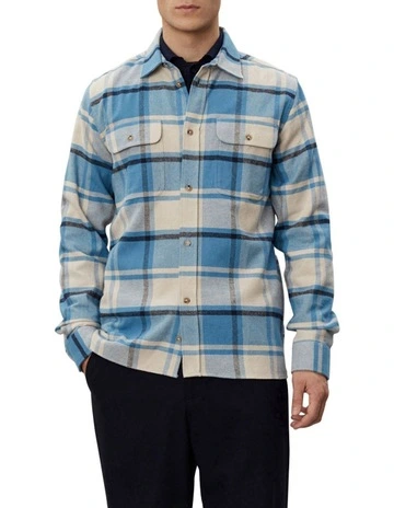 Joseph Check Long Sleeve Overshirt Blue