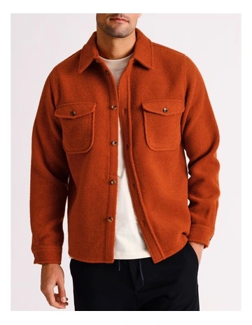 Lennon Boucle Overshirt in Terracotta