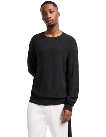 Long Sleeve Crewneck Pullover in Jet Set