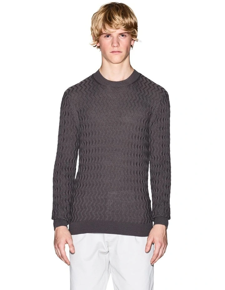 Knit Pullover in Deep Gull Grey Zig Zag image 1