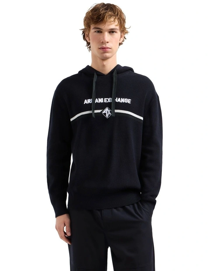 Hooded Logo Pullover in Deep Navy image 1
