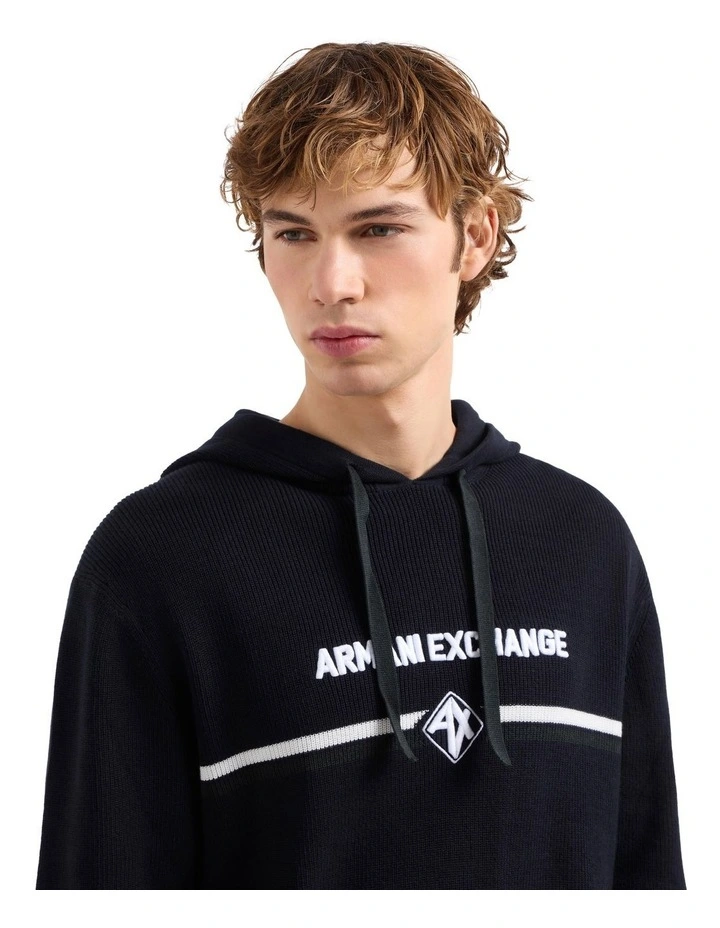 Hooded Logo Pullover in Deep Navy image 4
