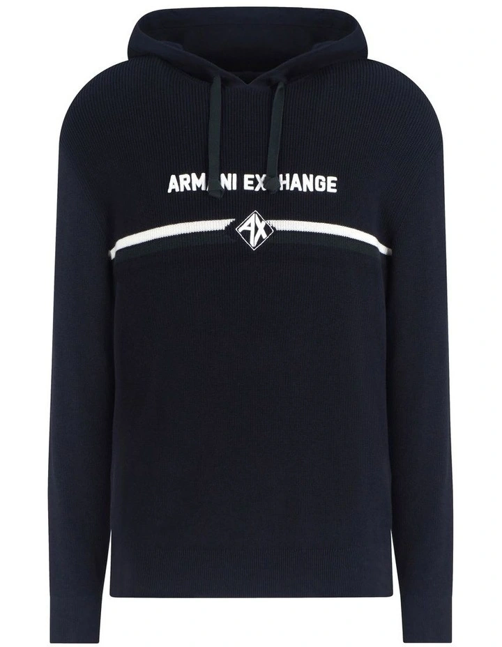 Hooded Logo Pullover in Deep Navy image 5