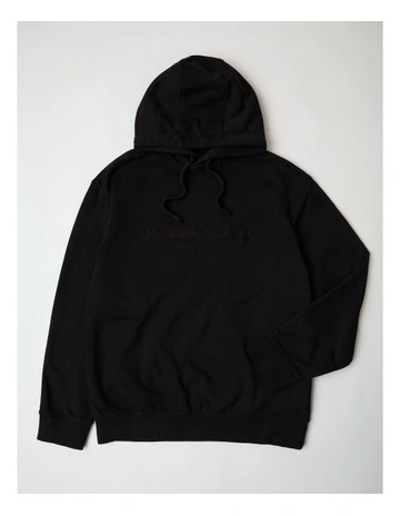 Hooded Sweatshirt with Textured Logo in Deep Navy