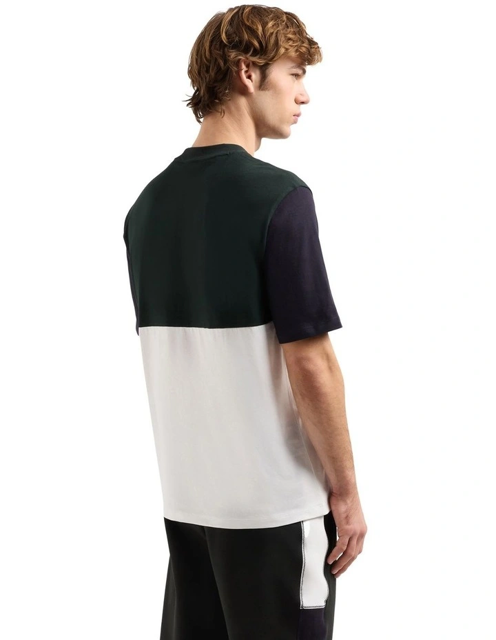 Summer Colour Block Cotton T-shirt in Jet Set/Off White image 2