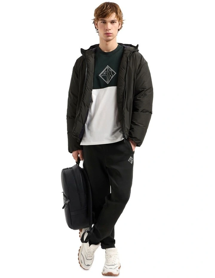 Summer Colour Block Cotton T-shirt in Jet Set/Off White image 3