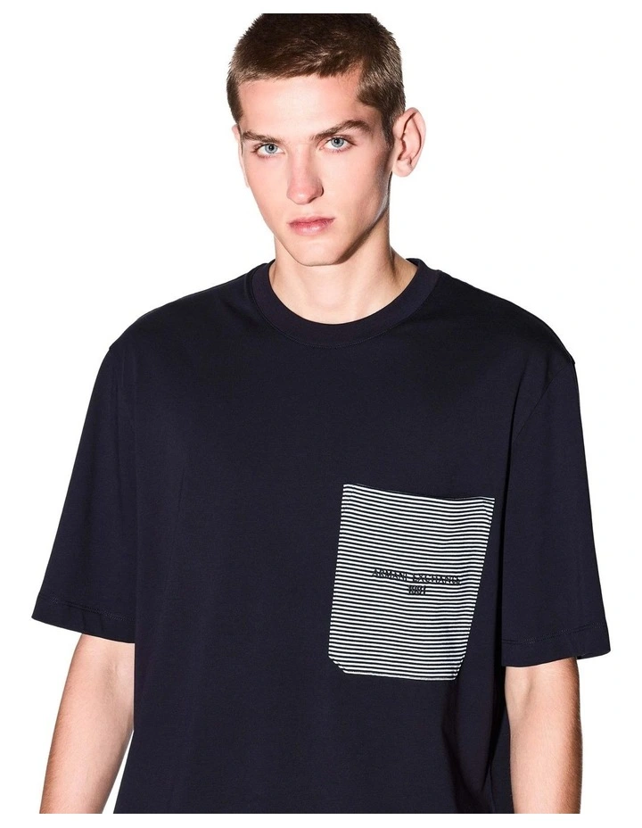 Urban Sailor Stripe Pocket T-shirt in Deep Navy image 3