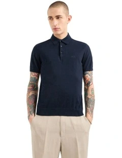 Basics Knit Polo in Navy