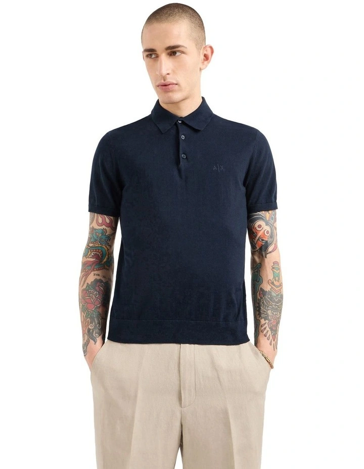 Basics Knit Polo in Navy image 1