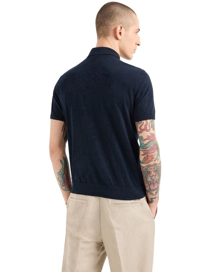 Basics Knit Polo in Navy image 2