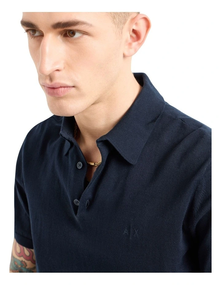 Basics Knit Polo in Navy image 4