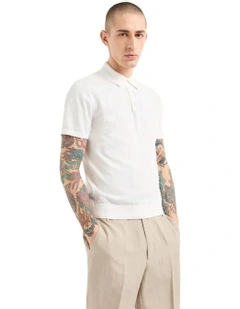 Basics Knit Polo in Off White