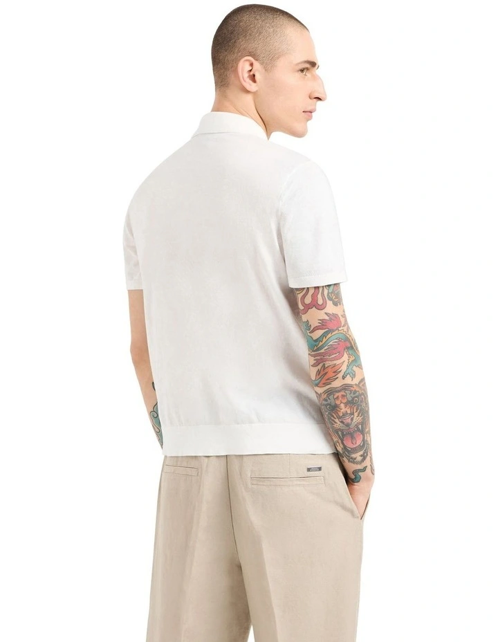 Basics Knit Polo in Off White image 2