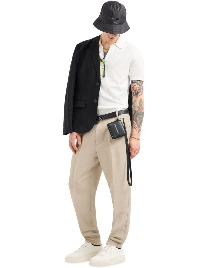 Basics Knit Polo in Off White image 3