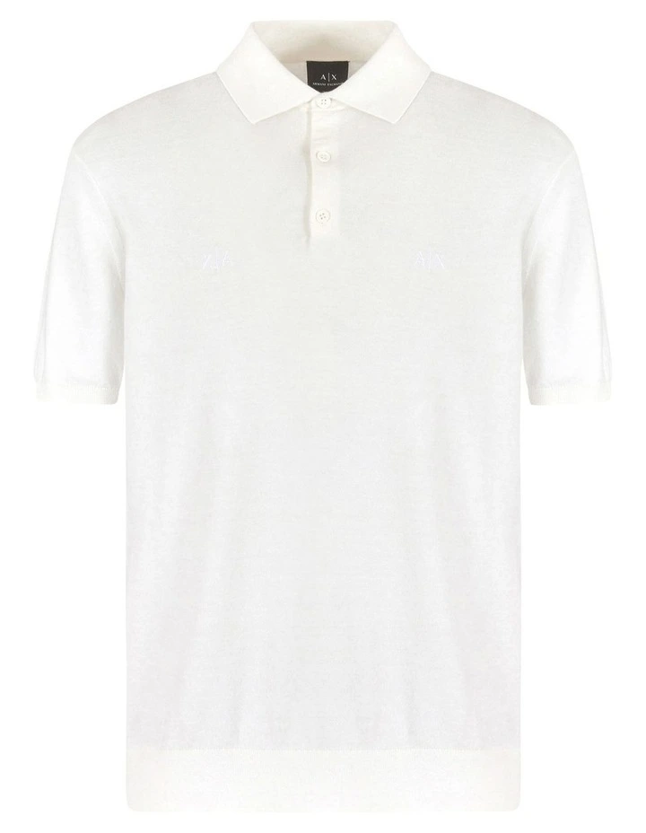 Basics Knit Polo in Off White image 5