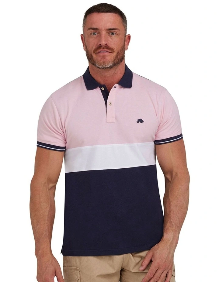 Contrast Panel Pique Polo in Pink image 1