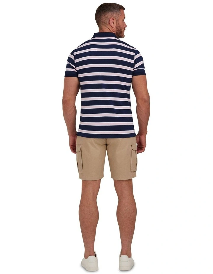 Tram Stripe Jersey Polo in Pink image 2