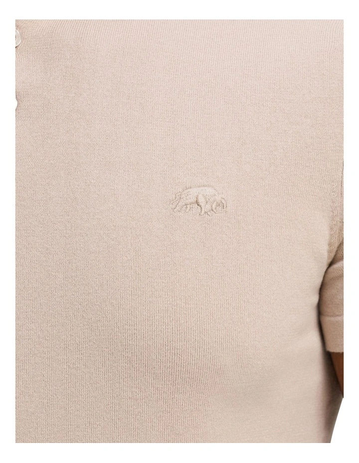 Short Sleeve Knitted Polo Shirt in Stone image 4