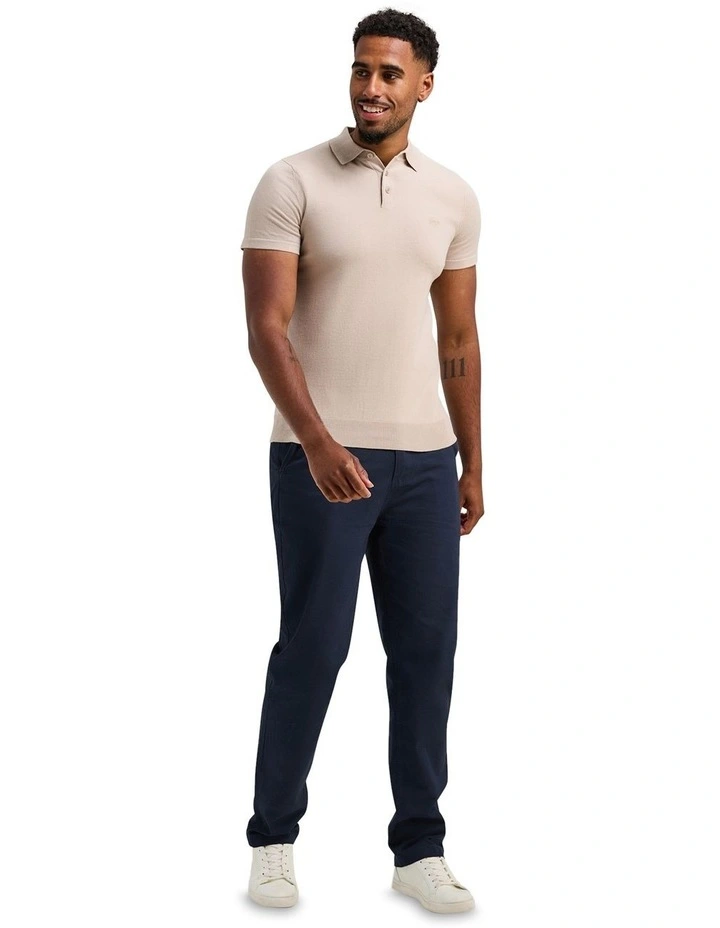 Short Sleeve Knitted Polo Shirt in Stone image 6
