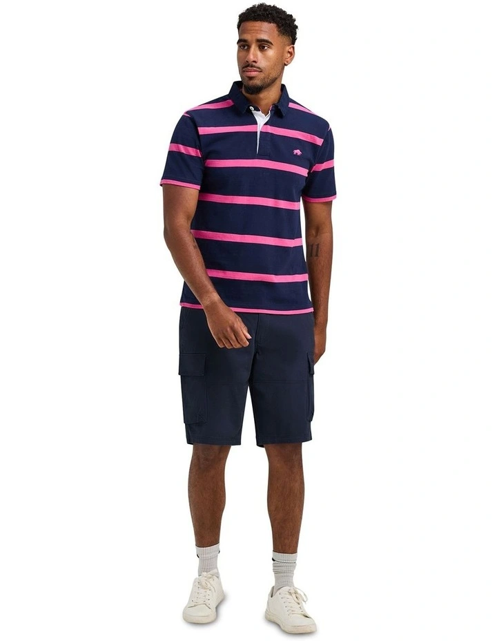 Thin Stripe Polo Shirt in Navy image 1