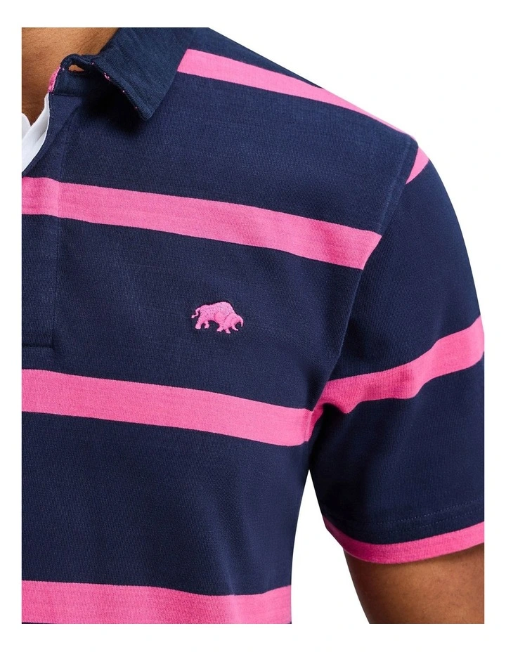 Thin Stripe Polo Shirt in Navy image 5