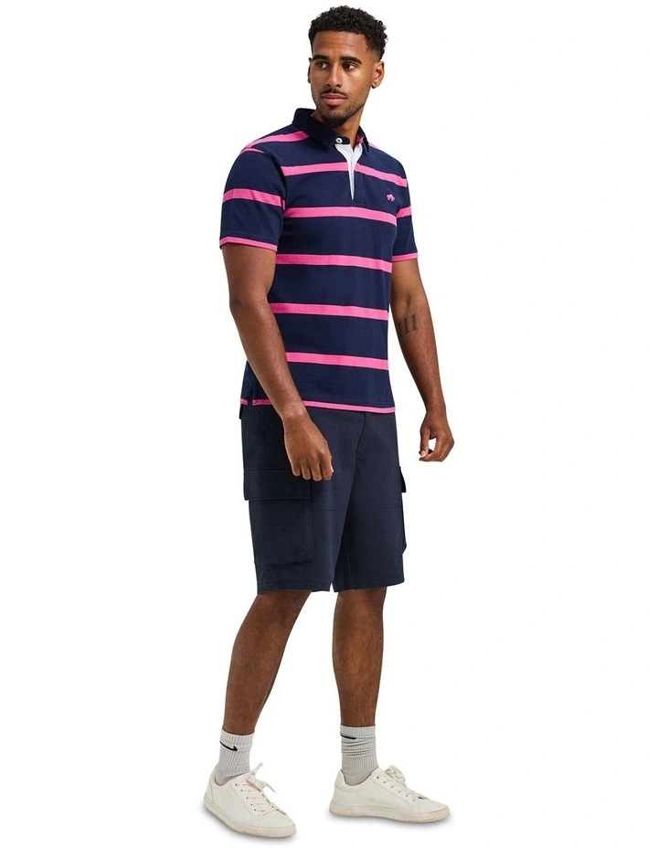 Thin Stripe Polo Shirt in Navy image 7