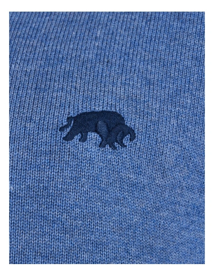 Classic Knitted Long Sleeve Polo in Denim image 5
