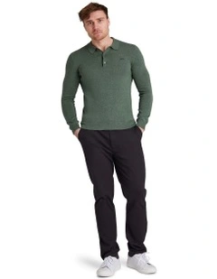 Classic Knitted Long Sleeve Polo Sage