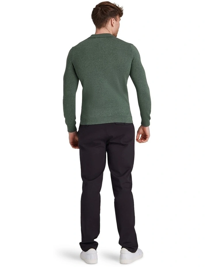 Classic Knitted Long Sleeve Polo Sage image 2