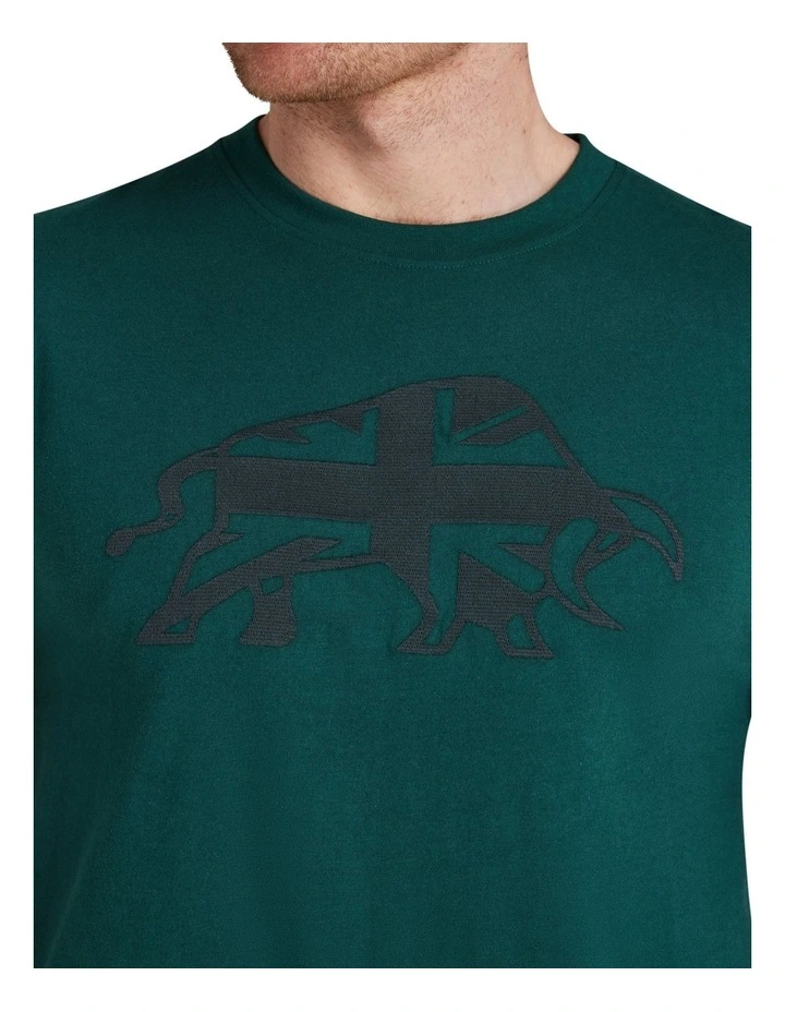 Embroided Tonal Union Jack Bull T/Shirt Forest image 3