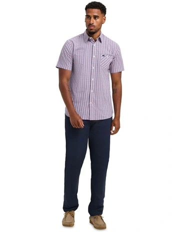 Graph Check Cotton Short Sleeve Shirt in Navy