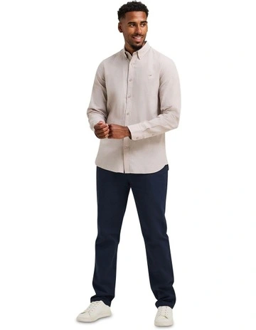 Linen Long Sleeve Shirt in Coffee