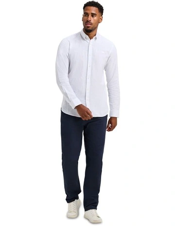 Linen Long Sleeve Shirt in White