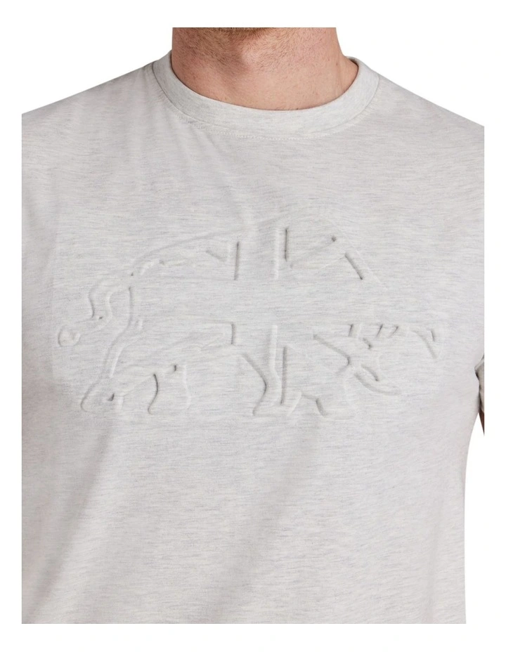 3D Emboss Bull T-shirt in Ecru Marl image 4