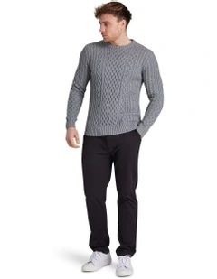 Chunky Cable Crew Neck Knit in Grey Marl