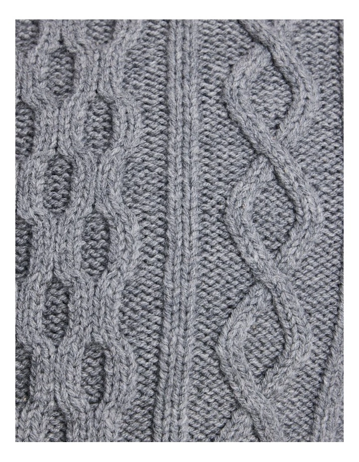 Chunky Cable Crew Neck Knit in Grey Marl image 4