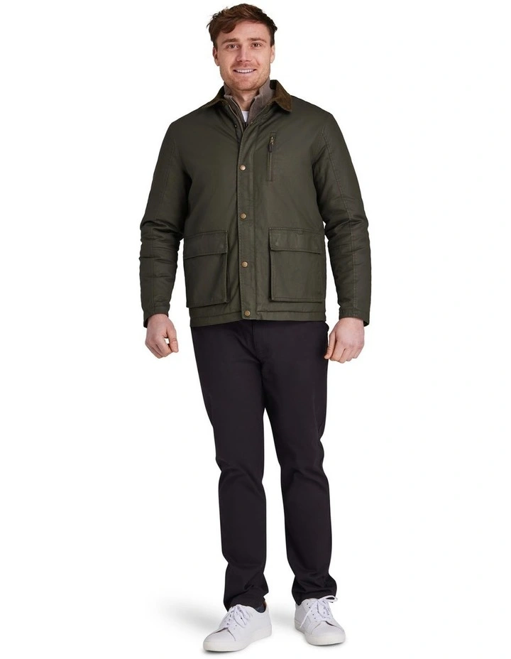 Wax Effect Cord Collar Jacket Khaki image 1