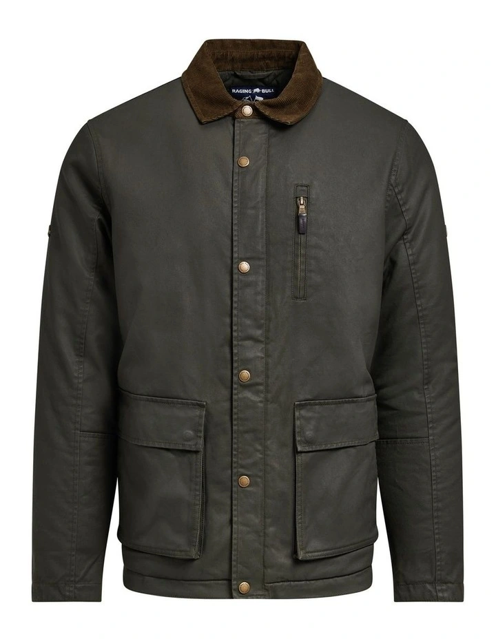 Wax Effect Cord Collar Jacket Khaki image 3