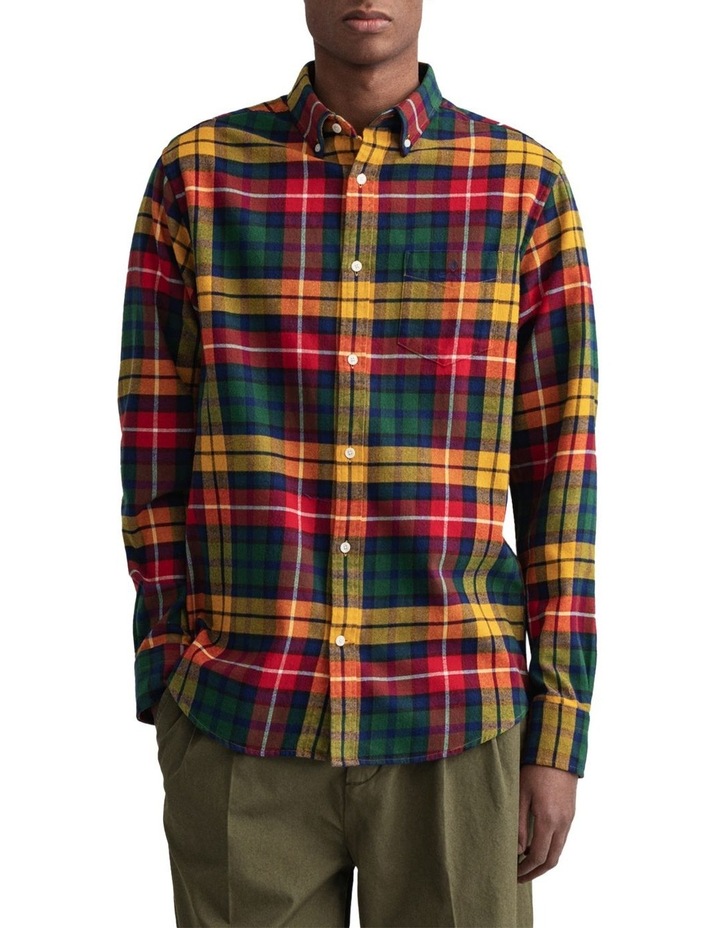 Flannel Check Long Sleeve Shirt in Medallion Yellow