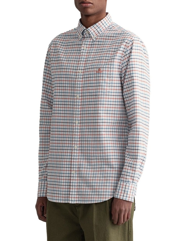 Beefy Oxford Check Long Sleeve Shirt in Pumpkin