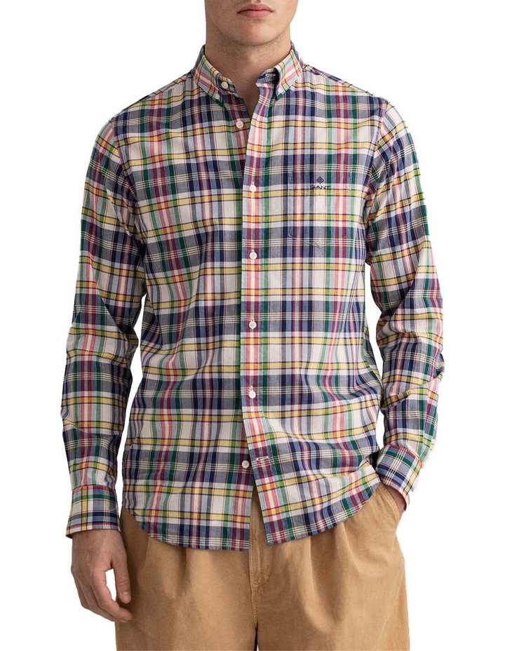 Regular Colourful Check Long Sleeve Shirt in Eggshell